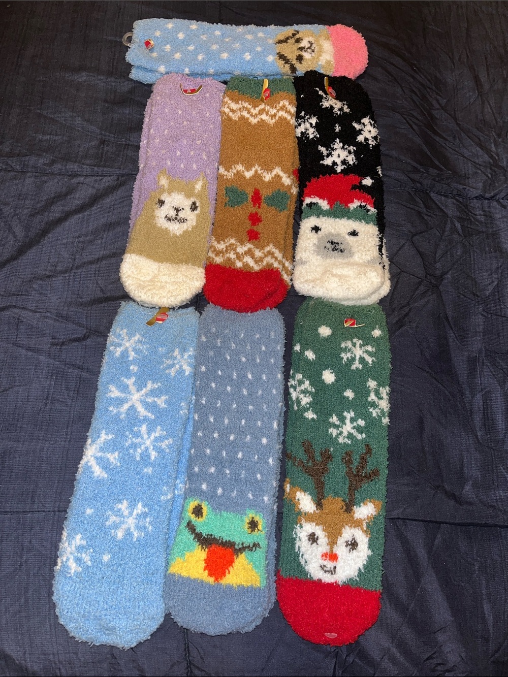 7 pair of slipper socks for the family